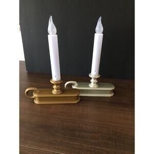 Carlon Traditional Deluxe Window Candles (Lot of 2) Silver Gold